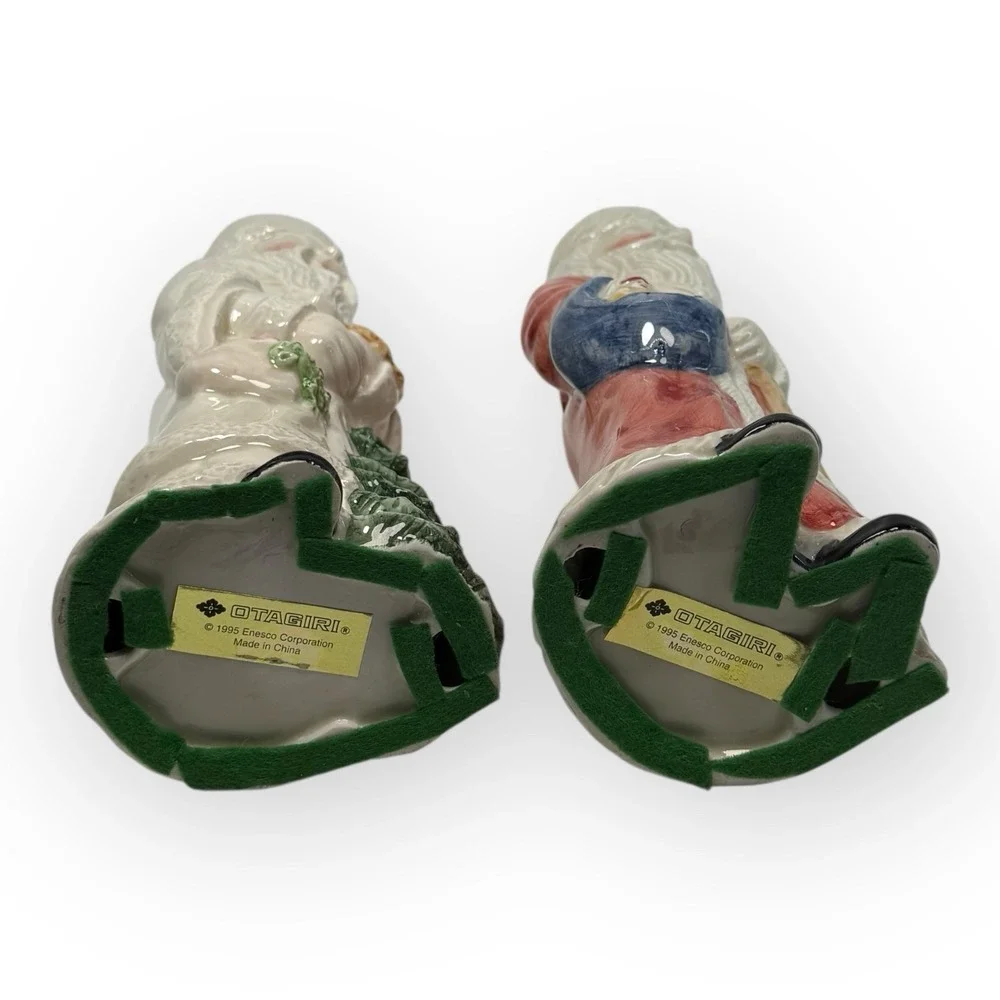 Set of‎ 2 Otagiri Enesco Father Christmas Santa Taper Candle Holders 1995 VTG